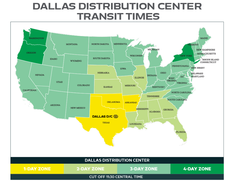 Dallas Distribution map